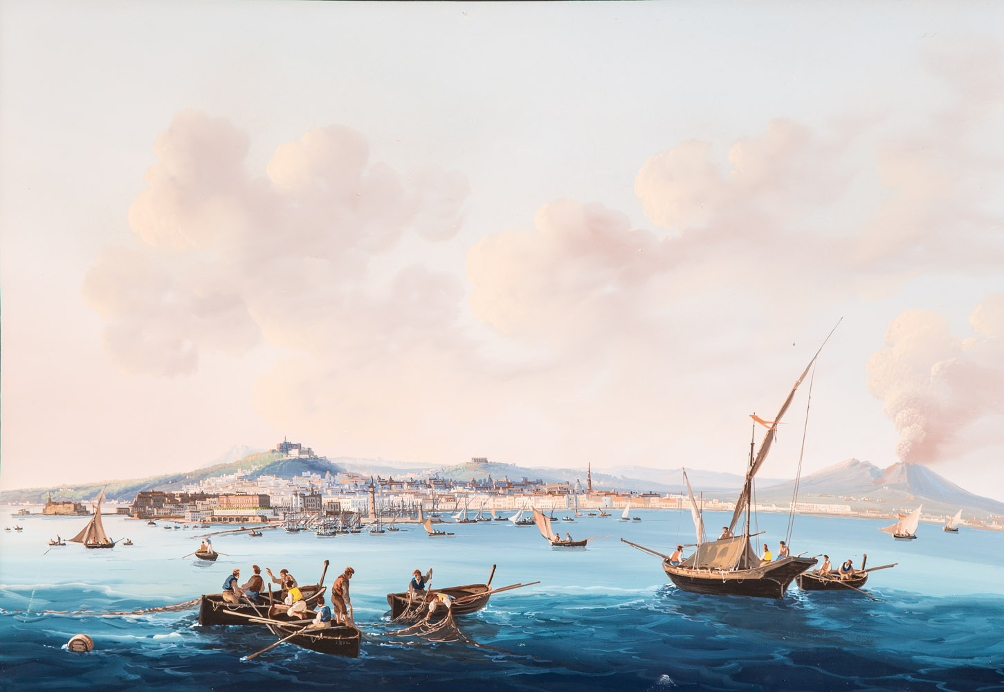 Gioacchino La PiraItalien, aktiv 1839 - 1870 "Napoli da Mare". Sicht auf Neapel. Gouache auf