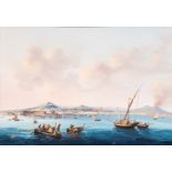 Gioacchino La PiraItalien, aktiv 1839 - 1870 "Napoli da Mare". Sicht auf Neapel. Gouache auf