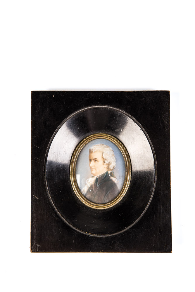 Miniatur von Wolfgang Amadeus Mozart2. Hälfte 19. Jh. In Gouachetechnik polychrom und fein