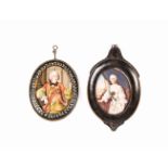 Miniaturenmaler19./20. Jh. Zwei ovale Porträtminiaturen einer adeligen Dame und eines Herren im Stil