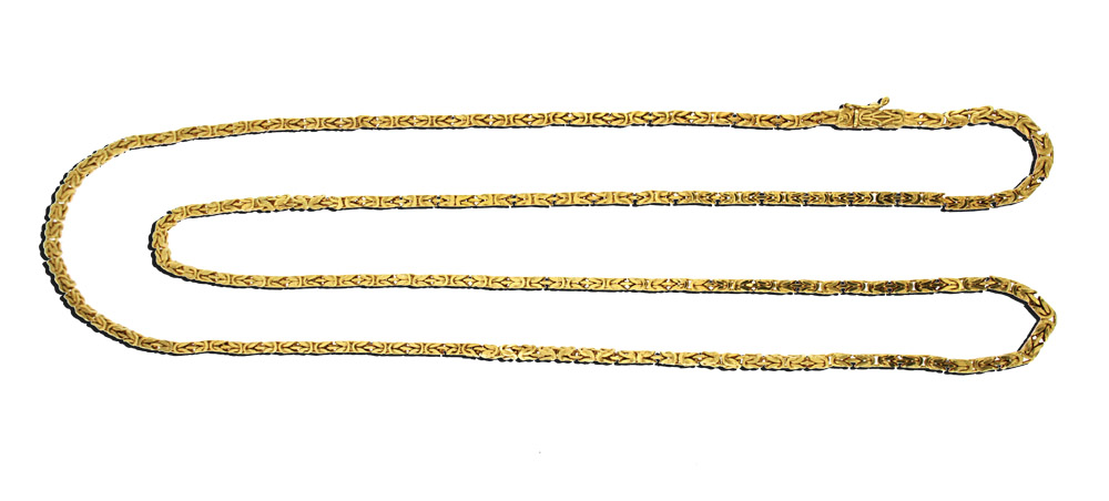 Königskette585-er Gelbgold, ca. 51,5 g. Lange Königskette mit Steckschließe und Sicherungsacht. L.