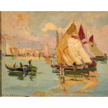 Rudolf Négely1883 Sopron - 1950 Segelboote vor Ilovik. Öl auf Leinwand, maroufliert, mit