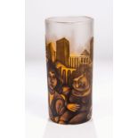 ZylindervaseJerzy Maraj, 1991 Farbloses Glas, mit teils sich überlagernden farbigen Glasplättchen in