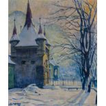 Hermann Morres1885 Kronstadt - 1971 Kronstadt Winterlicher Blick über das Katharinentor in Kronstadt