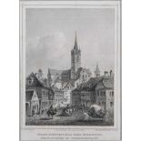 Ludwig Rohbock1824 - 1893 Ansicht der Evang. Kirche zu Hermannstadt. Stahlstich auf Papier,