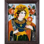 Hinterglasbild mit der Hl. BarbaraSandl, 1. H. 19. Jh. In bunten Farben gemalte, teils mit Goldfolie