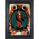 Hinterglasbild mit Maria ImmaculataSandl, A. 19. Jh. In bunten Farben und Goldfolie ausgeführte