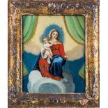 Hinterglasbild mit marianischem GnadenbildSpanien, 18. Jh. In bunten Farben gemalte Darstellung