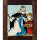 Hinterglasbild mit der Hl. Teresa von ÁvilaSpanien, 1. H. 19. Jh. In bunten Farben und Goldfolie