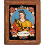 Hinterglasbild "S. CATHARINE"Schwarzwald oder Elsass, Mitte 19. Jh. Polychrome Bemalung vor