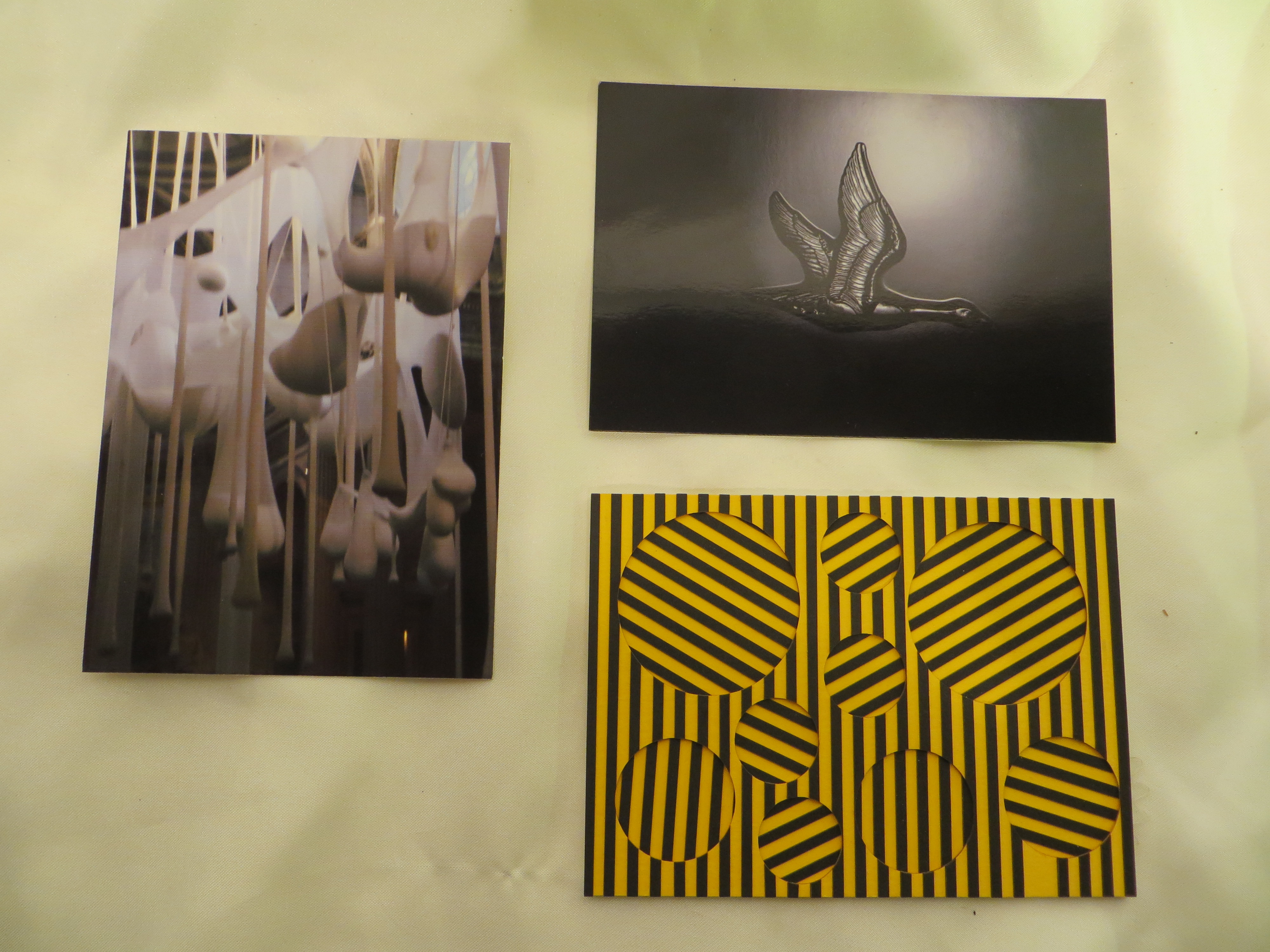 3x Royal College of Art 'Secret Sale' postcards, by artists Sharon Green, Helen Last and Tim P.W.