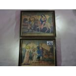 2x 1820's hand coloured religious prints by P&P Gally - 'Flight from Egypt' and 'Return from