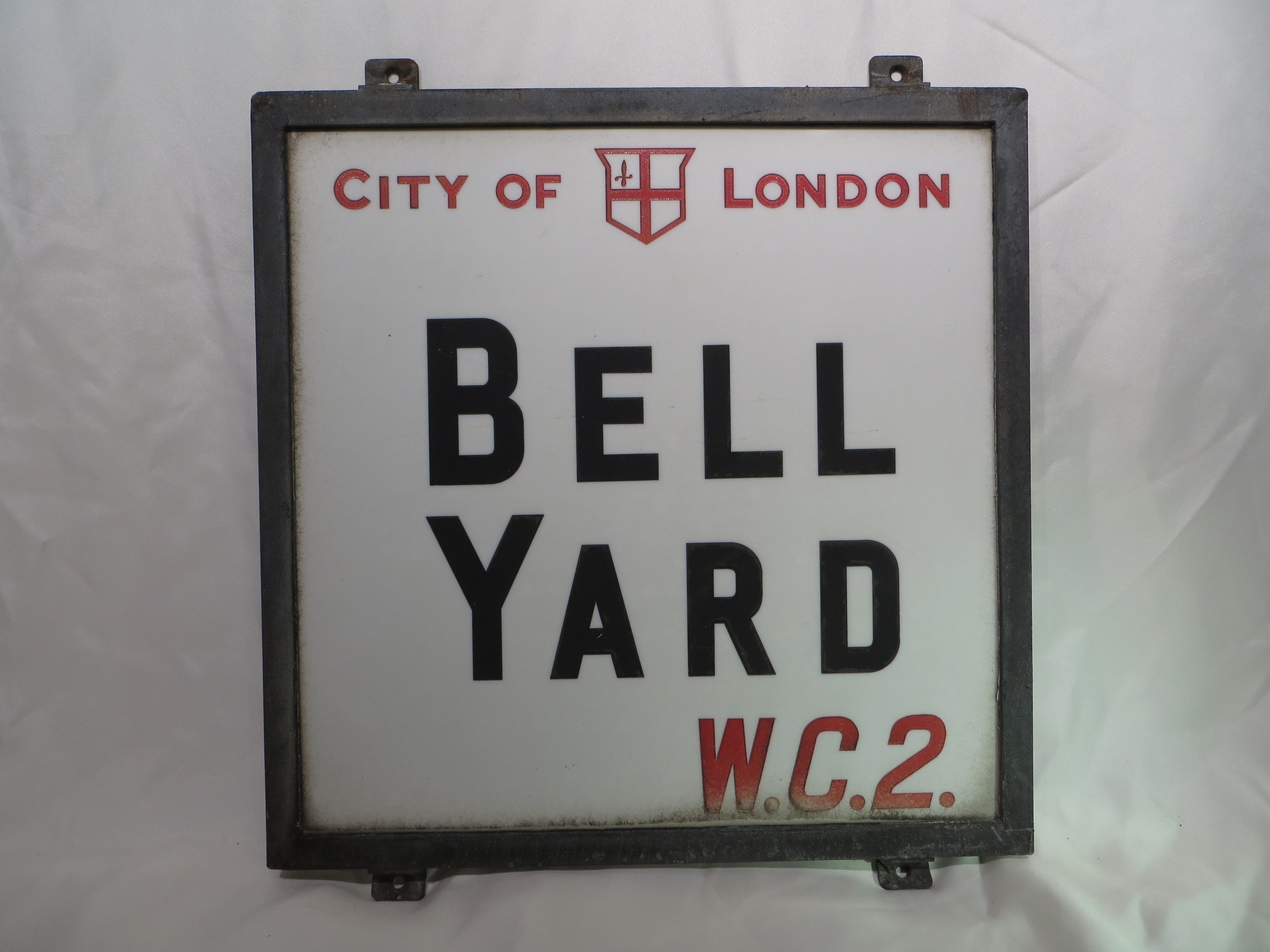 An original vintage London street sign: Bell Yard. H:46cm x W:46cm. PLEASE NOTE THAT THIS ITEM IS