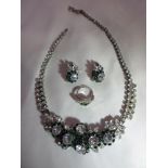 A mid 20th century Schoffel & Co Austria signed necklace and clip on earrings set and a ring