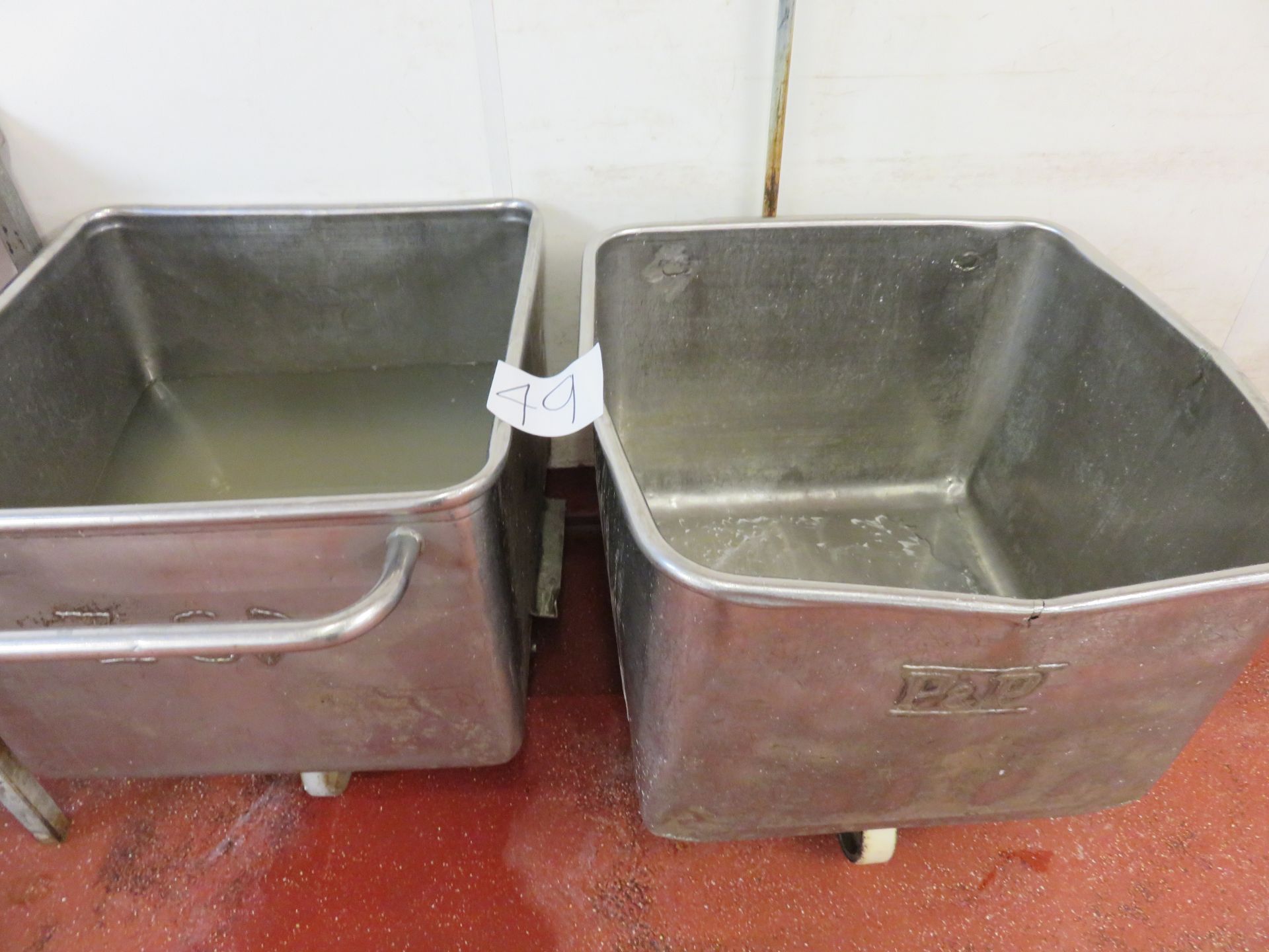 2 x 200 Litre S/s mobile Tote Bins LIFT OUT £10