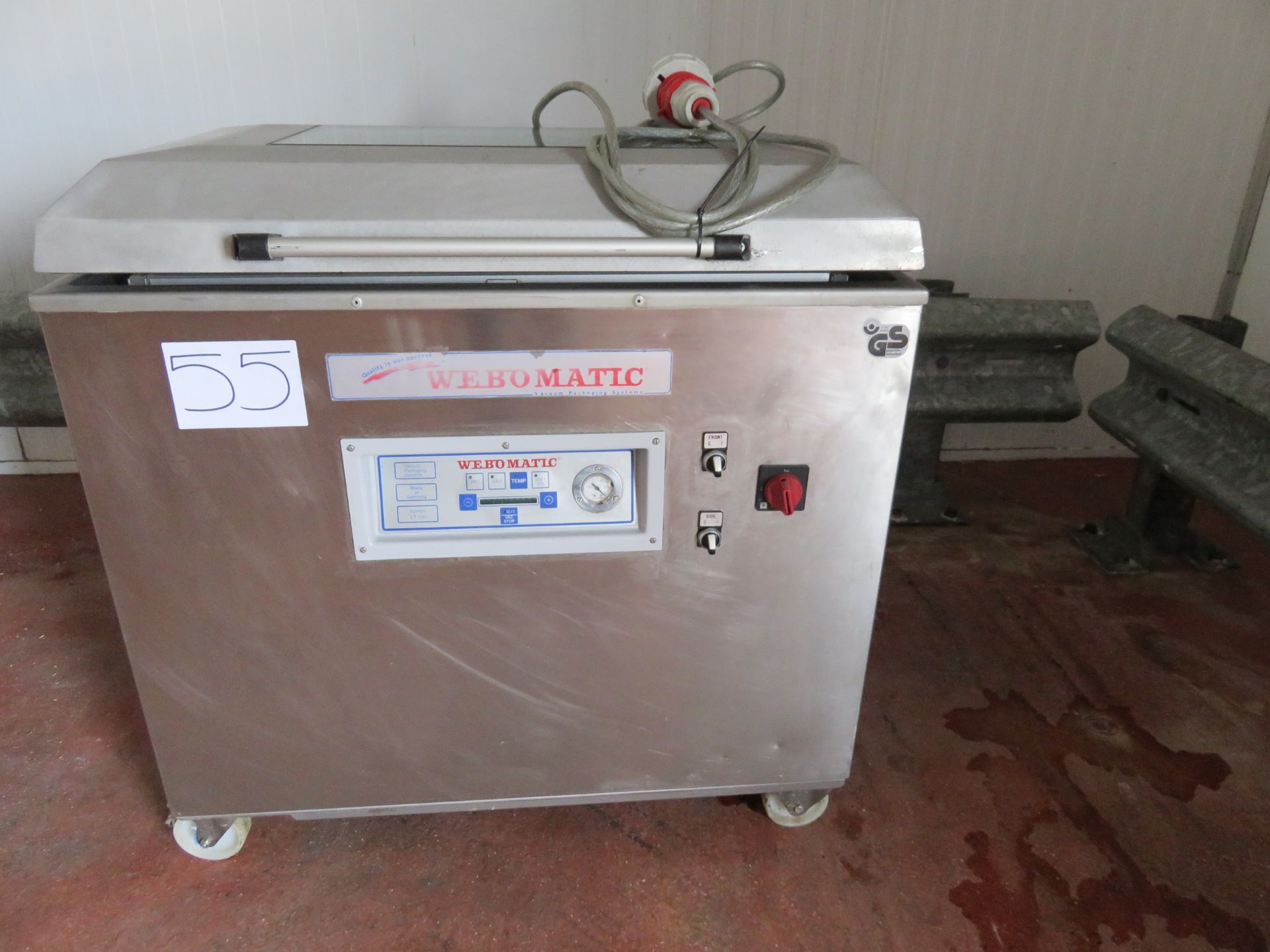 Webomatic Sngle chamber Vac Packer. Totally S/s. with 3 heat seal bars:front to back x 2 470mm,LO£30