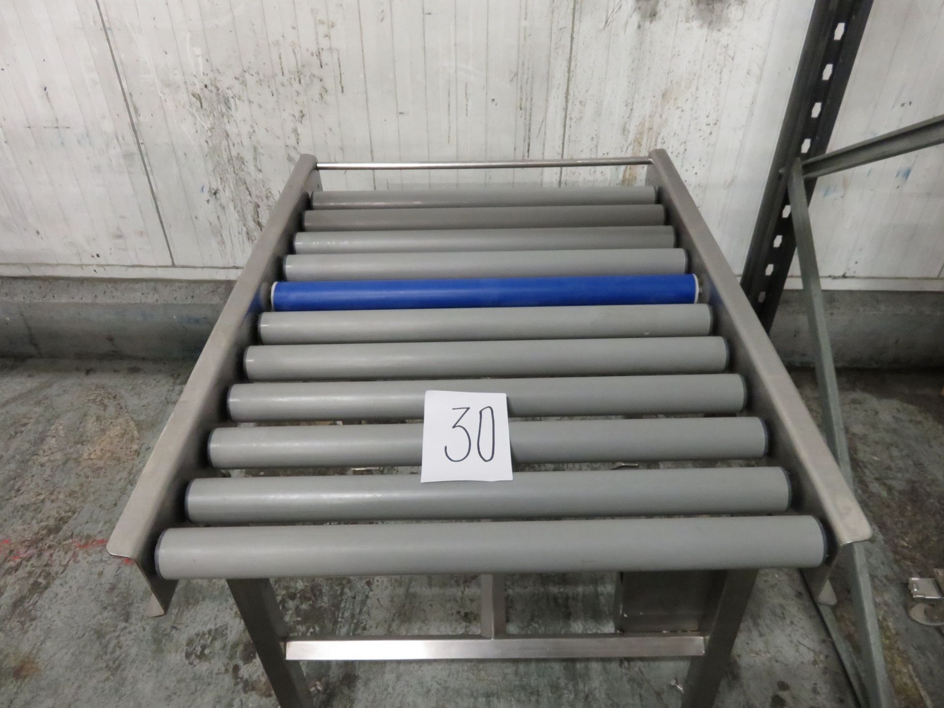 Roller Conveyor. 650mm wide rollers x 1 mtr long. S/s frame and adjustable legs. LIFT OUT £10