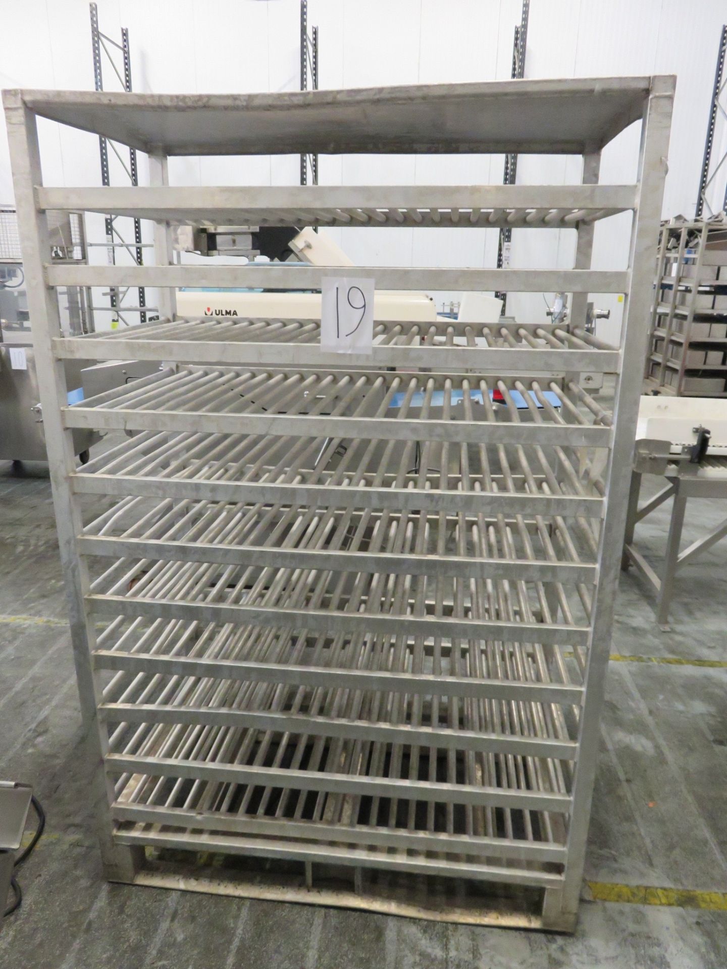 Rack - 11 shelves. 700mm deep x 120mm wide x 1800 high. Lift Out £10