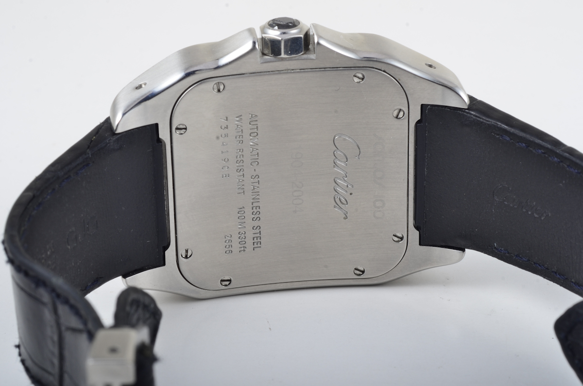 Very large size Cartier Santos stainless steel man's automatic watch. back of watch stamps Santos - Image 4 of 4