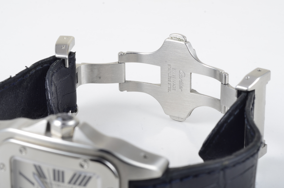 Very large size Cartier Santos stainless steel man's automatic watch. back of watch stamps Santos - Image 3 of 4