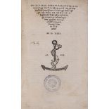 Budé (Guillaume) Libri V. de Asse, title and verso of colophon f. with woodcut printer's device,