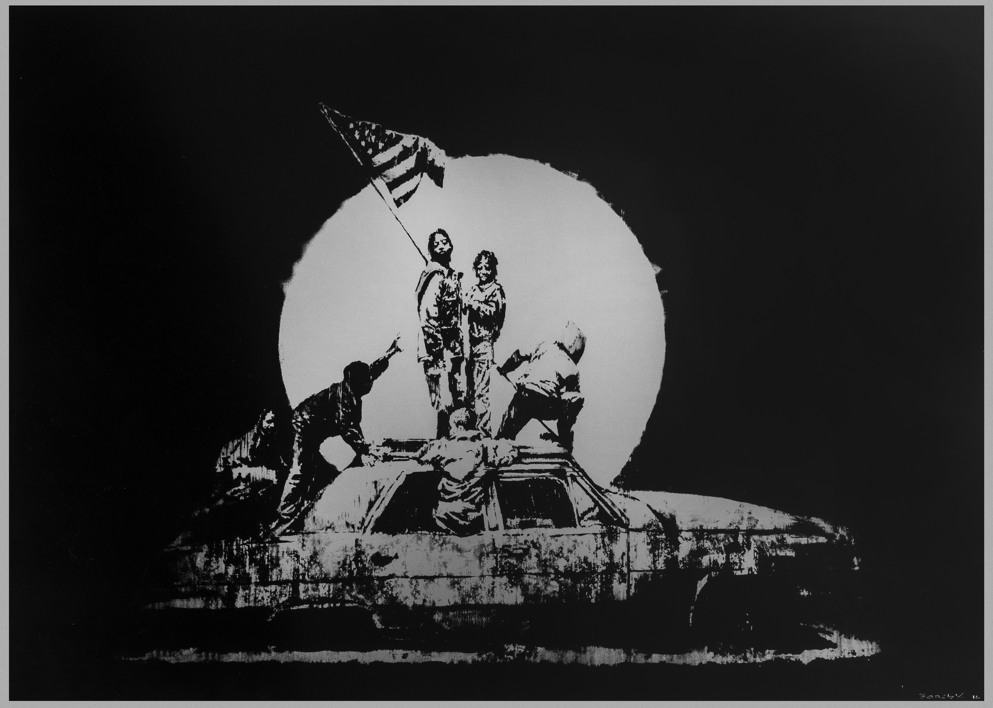 Banksy (b.1974) Silver Flag