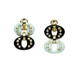 A pair of diamond, gold and enamel earrings, Christian Dior