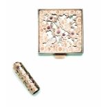 A ladies 18ct gold and ruby powder compact and lipstick holder, Boucheron Paris