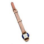 Patek Philippe. A lady's 18ct yellow gold and lapis lazuli wristwatch, Ref. 3017