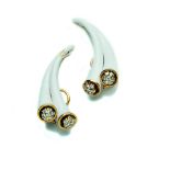 A pair of diamond, gold and enamel ear clips, Christian Dior