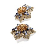 A pair of sapphire and diamond ear clips, Filippo Moroni, Roma