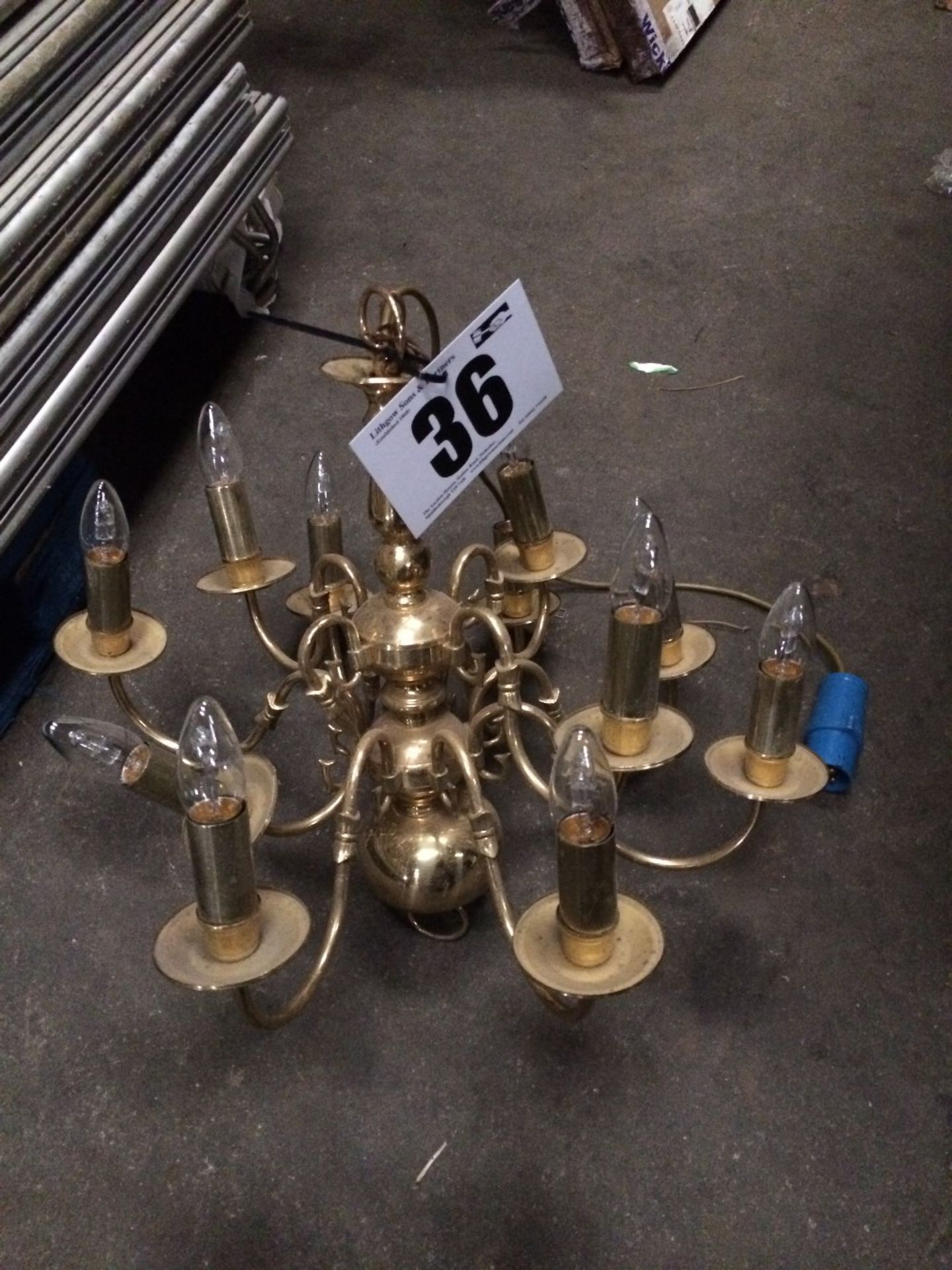 11 head brass marquee chandelier complete with 16 amp socket