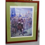 A Jacobite Piper, limited edition framed print, overall size 72cm x 91cm