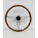 A vintage Moto-Lita steel and wooden car steering wheel, diameter 35cm