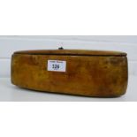 A Chinese oval polished fruit wood box and cover, 28cm x 11cm