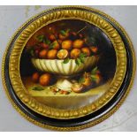 Italian School Still Life of Oranges Oil-on-canvas, signed indistinctly, in a circular gilt wood