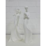 Royal Doulton white glazed figures to include 'Tenderness' HN2713, together with 'Images' (2),