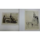 D.Y. Cameron Pair of etchings to include George A Clark, Town Hall, Paisley and Glasgow Cathedral,