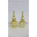 A pair of Mintons gold and ivory glazed gourd vases (2), 19cm high