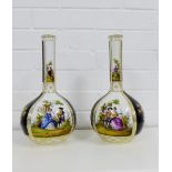 A pair of German porcelain bottle neck vases, late 19th / early 20th century, in the Meissen