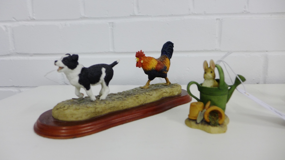 A Border Fine Arts James Heriot figure group, 'Chickening Out' together with a Beatrix Potter