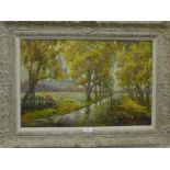 Autumn in Moscow Oil-on-Canvas, signed indistinctly bottom left, in an ornate gilt wood frame 60cm x