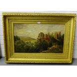 H.W. Henley Crowhill Castle, Innerwick, East Lothian oil-on-canvas, signed, in an ornate gilt wood