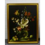 John Herron Still life of Flowers in a Glass Vase oil-on-board, signed bottom right, in a gilt