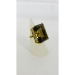 A 9 carat gold and citrine dress ring with London hallmarks, UK ring size L