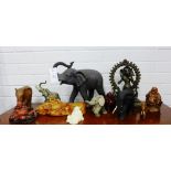 A collection of modern Elephant and Buddha figures (a lot)