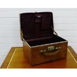 A vintage leather travelling case with a fitted leather interior, 33cm x 25cm