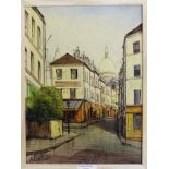 A P Lambert French Street Scene Oil-on-canvas Signed bottom left, framed, 23cm x 32cm