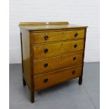 An oak ledgeback four drawer chest, 99cm x 88cm