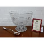 An impressive Edinburgh Crystal limited edition 12" punch bow and silver plated ladle, produced to